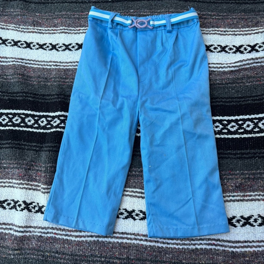 VINTAGE WEE WILLIE SKY BLUE PLEATED PANTS WITH BELT SIZE 24 MONTHS BEACH SAILOR